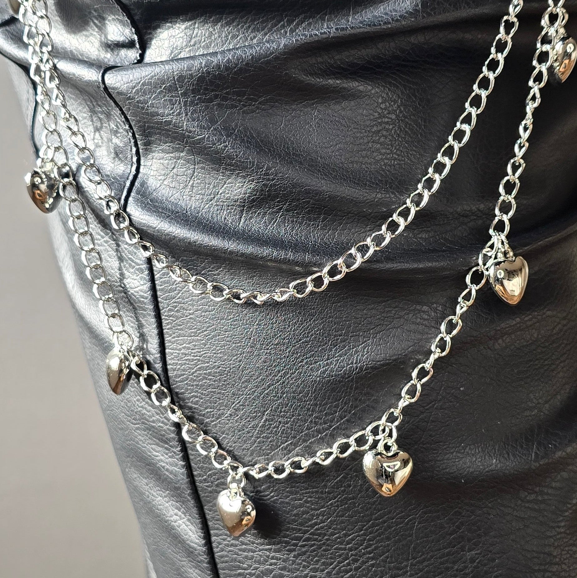 Bag chain silver bubble hearts