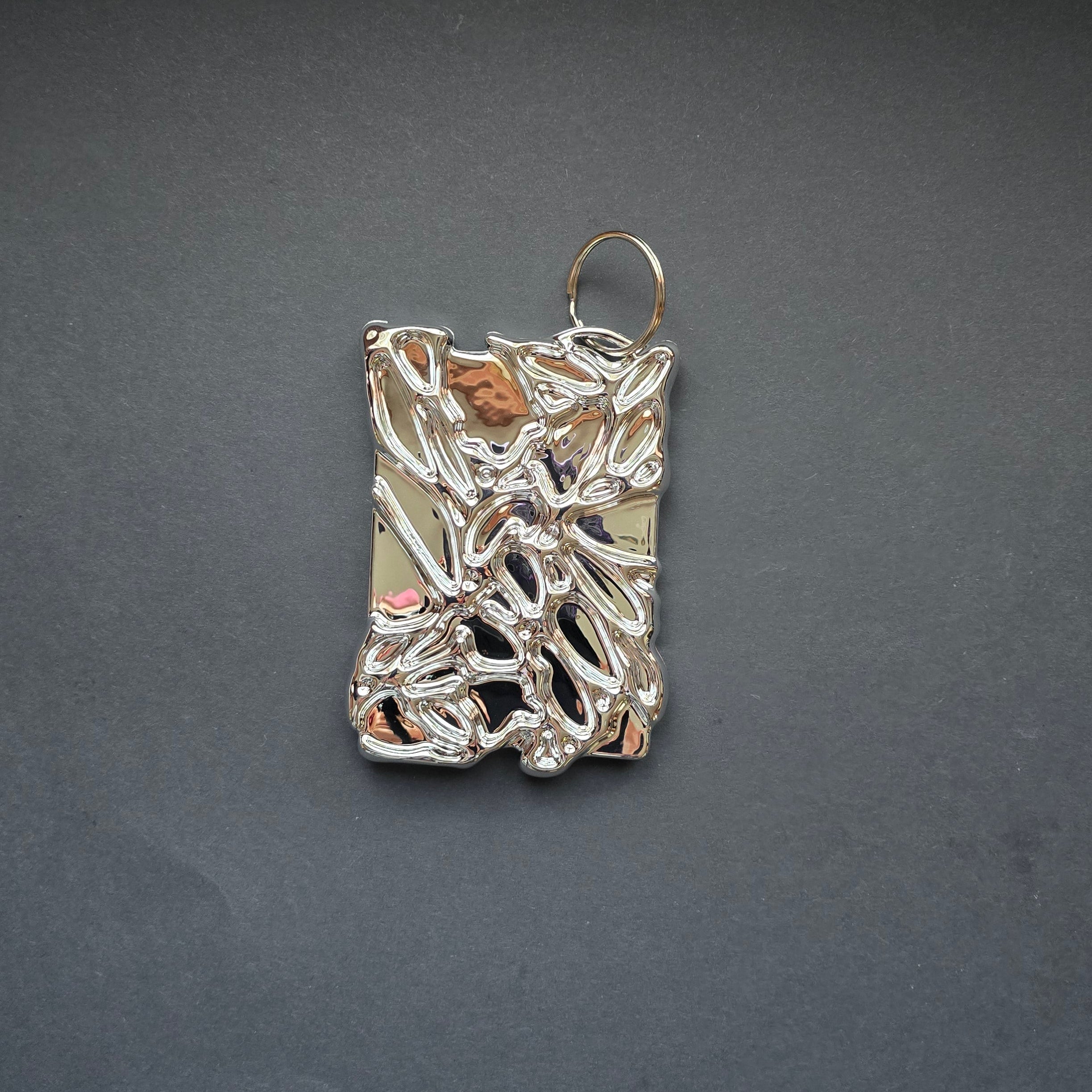 Photo card holder silver metallic